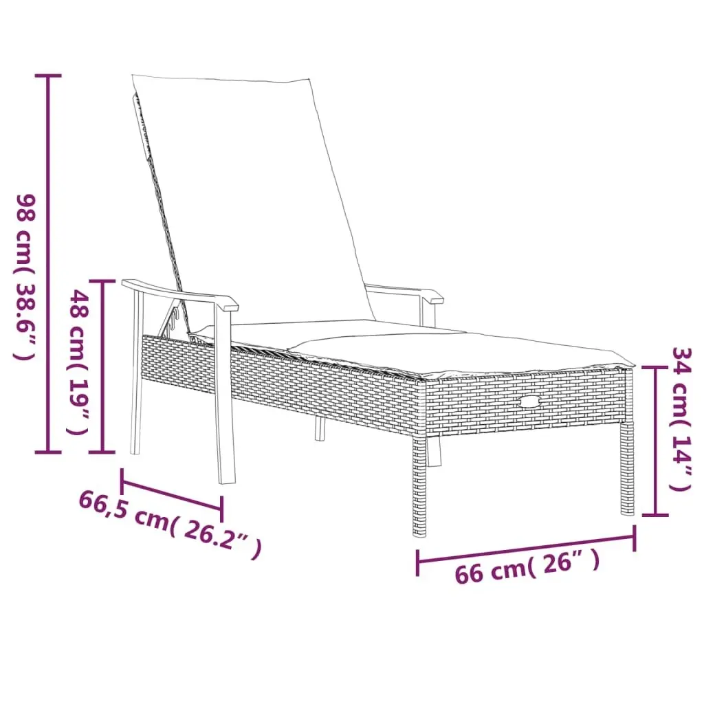 Sun Lounger with Cushion Grey Poly Rattan 362807