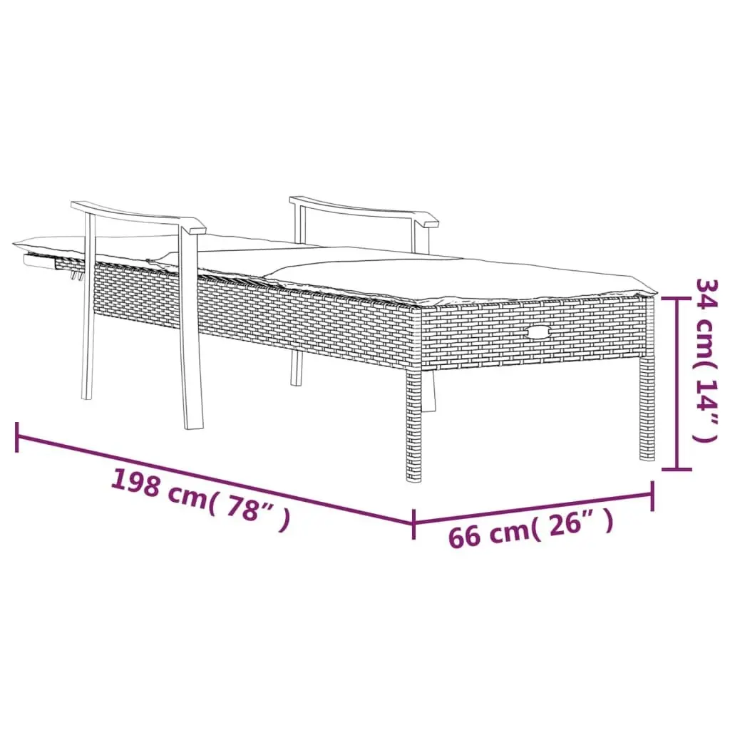 Sun Lounger with Cushion Grey Poly Rattan 362807