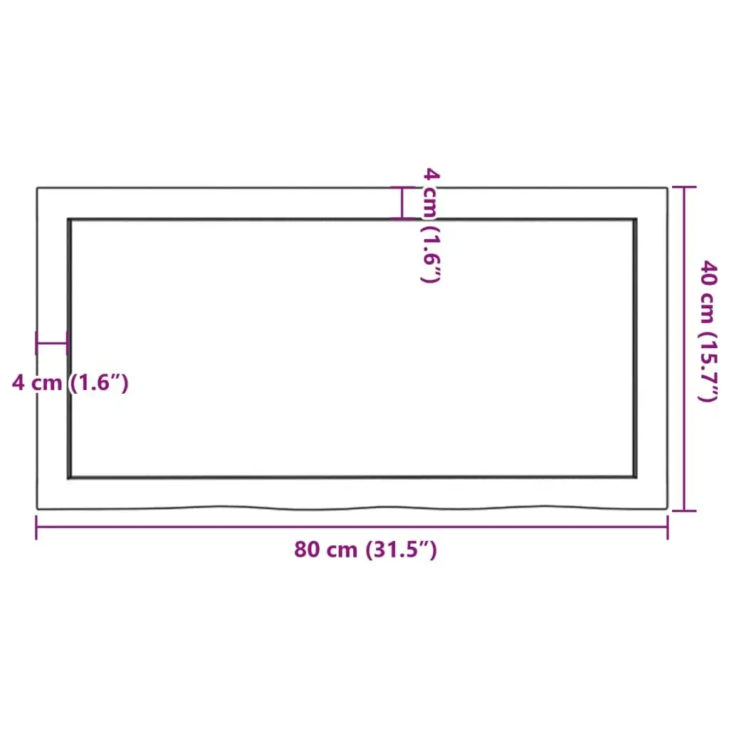 Table Top Dark Brown 80x40x4 cm Treated Solid Wood Oak 3156417