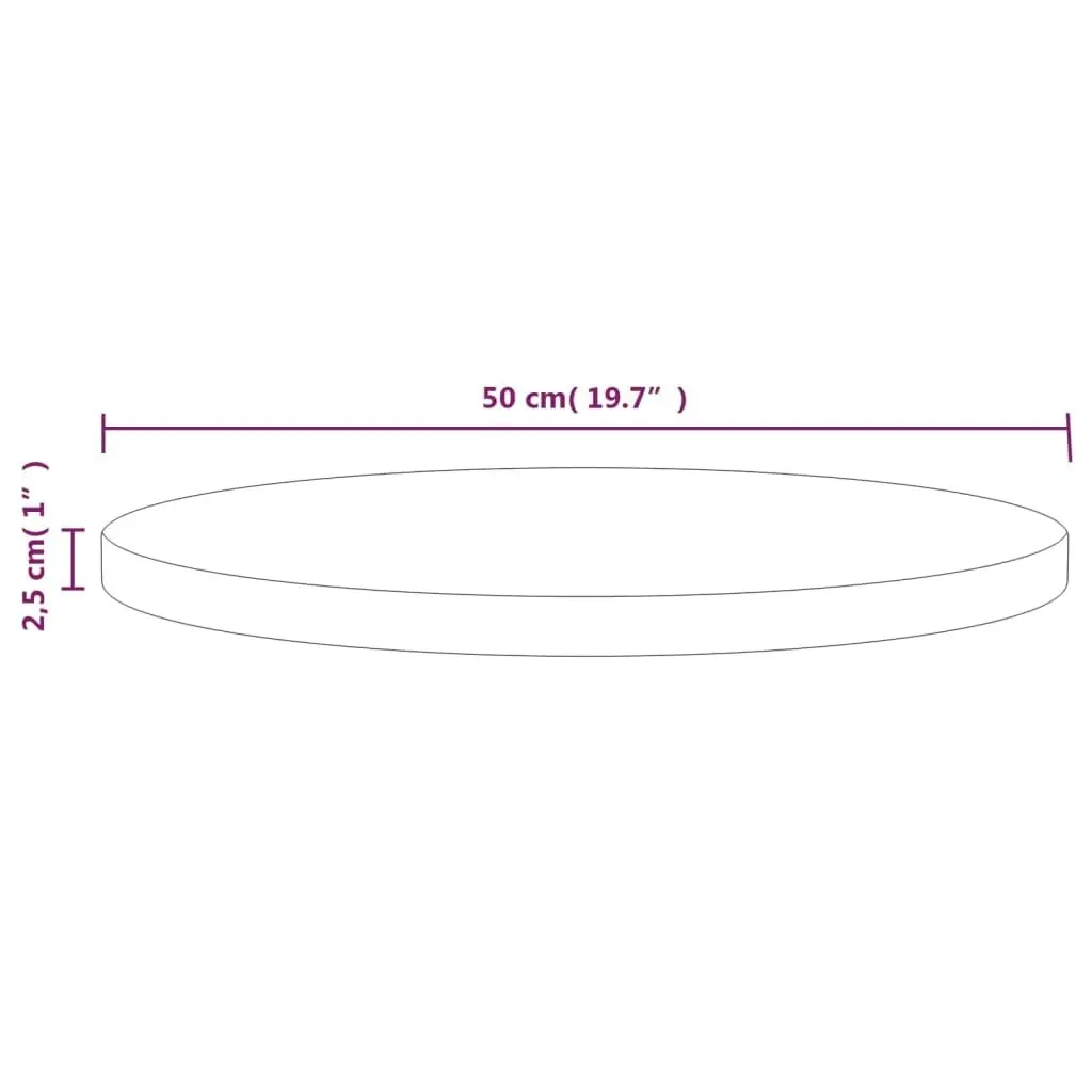 Table Top White Ã˜50x2.5 cm Solid Wood Pine 813653