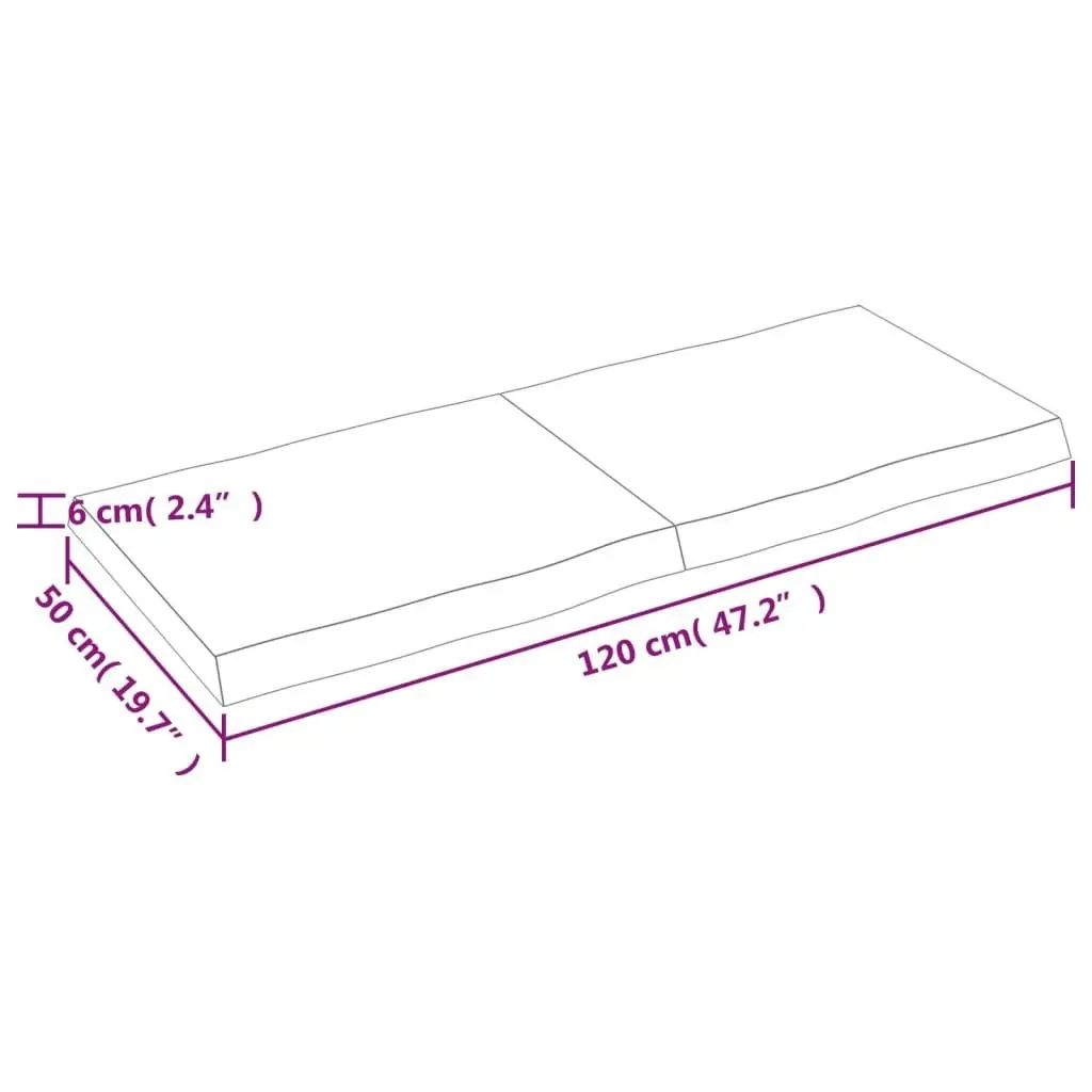 Table Top Light Brown 120x50x(2-6)cm Treated Solid Wood Live Edge 363959