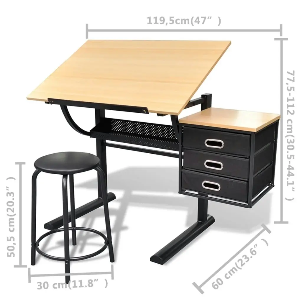 Three Drawers Drawing Table with Stool 20088