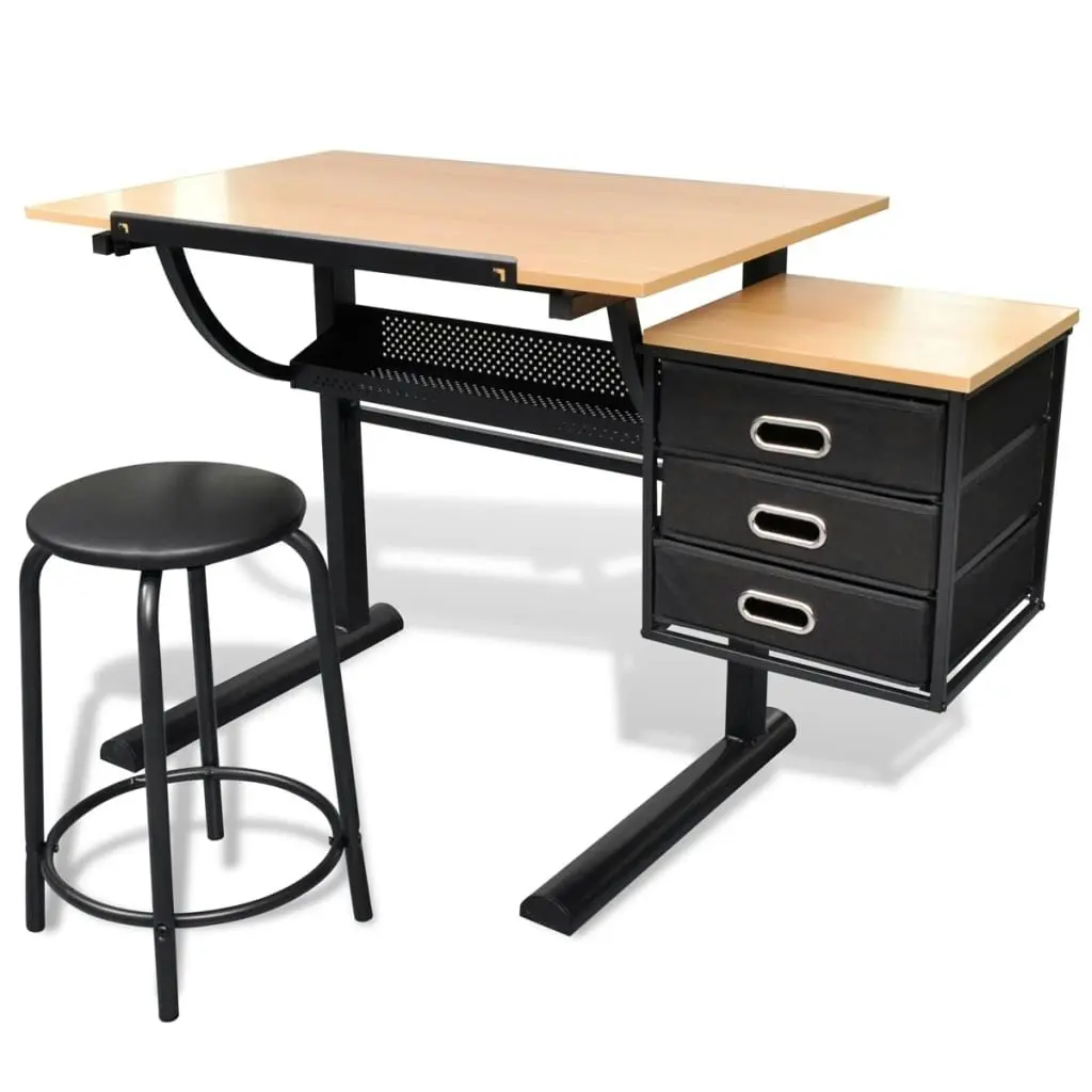 Three Drawers Drawing Table with Stool 20088