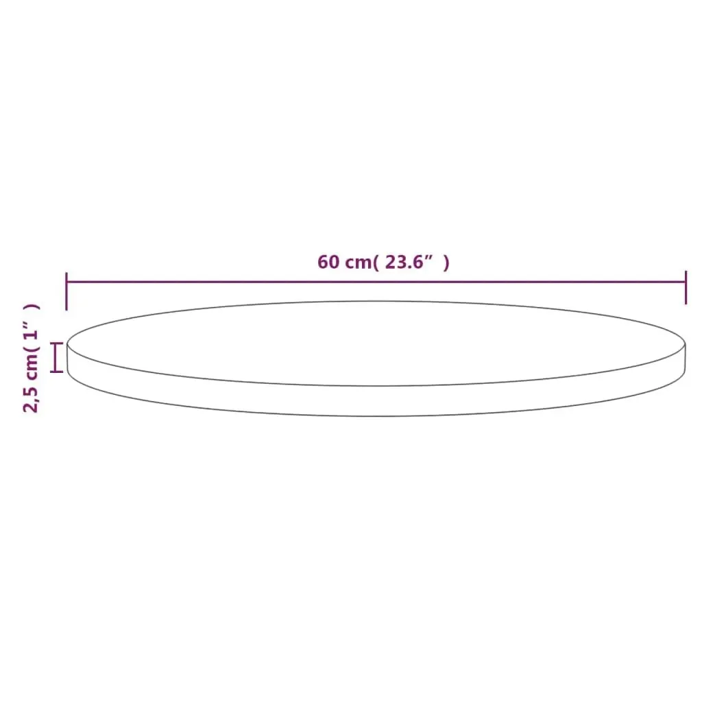 Table Top White Ø60x2.5 cm Solid Wood Pine 813654