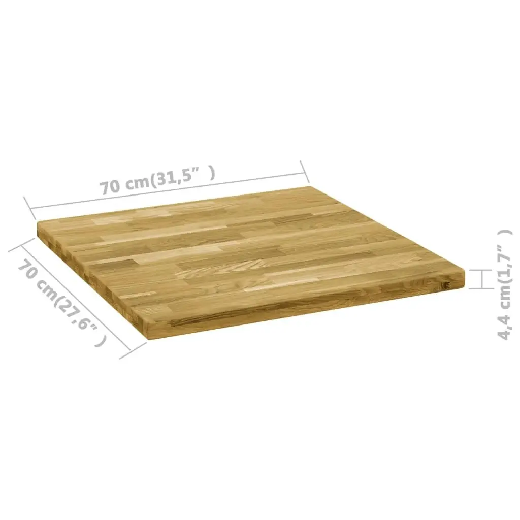 Table Top Solid Oak Wood Square 44 mm 70x70 cm 245998