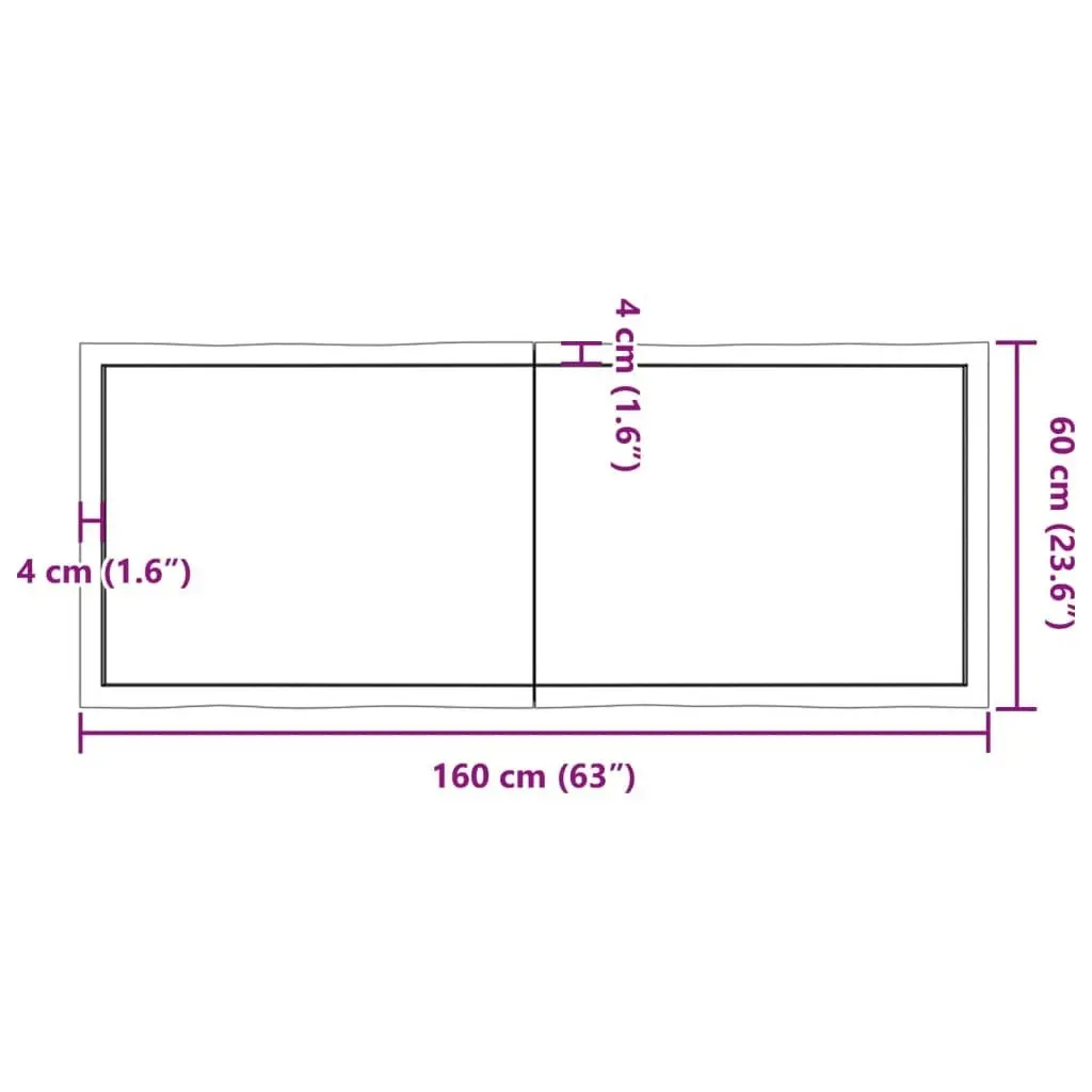 Table Top Light Brown 160x60x(2-4)cm Treated Solid Wood Live Edge 363972