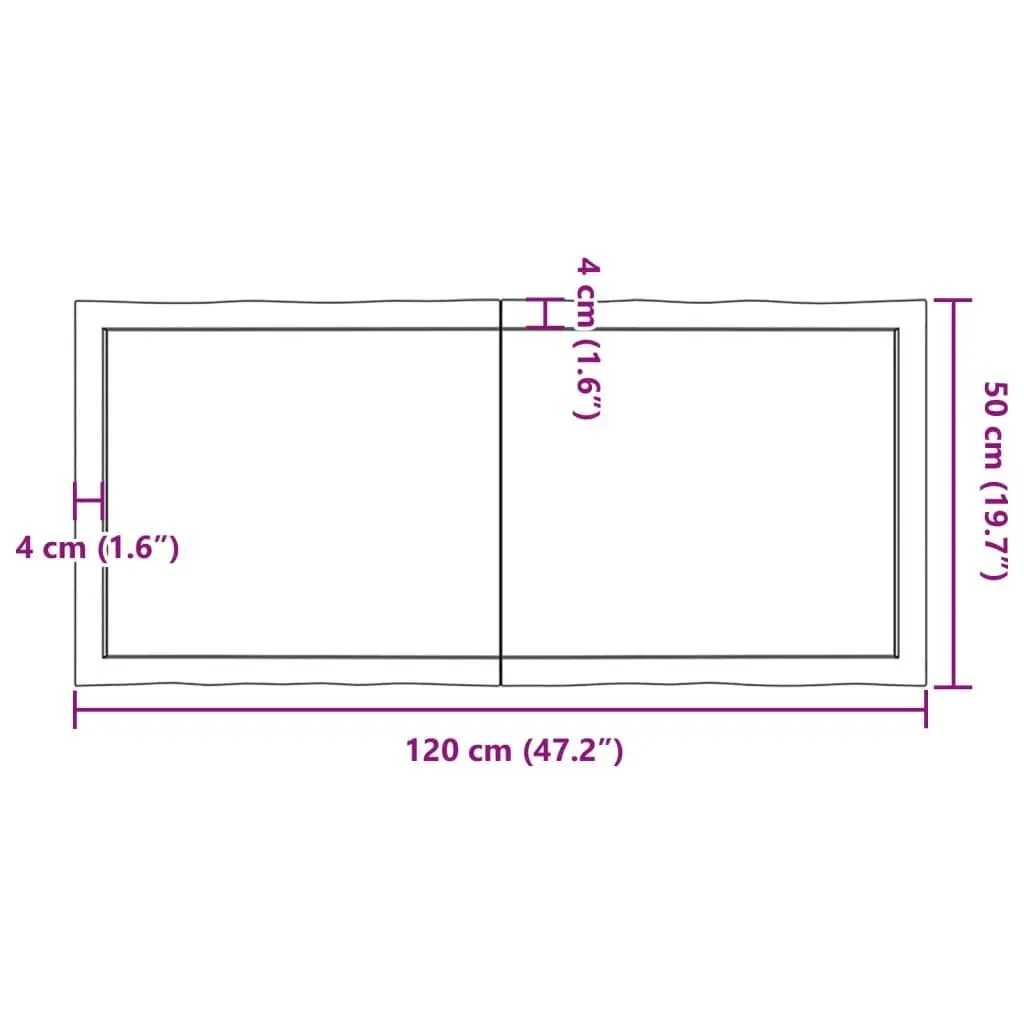 Table Top Dark Brown 120x50x(2-6) cm Treated Solid Wood Live Edge 364025