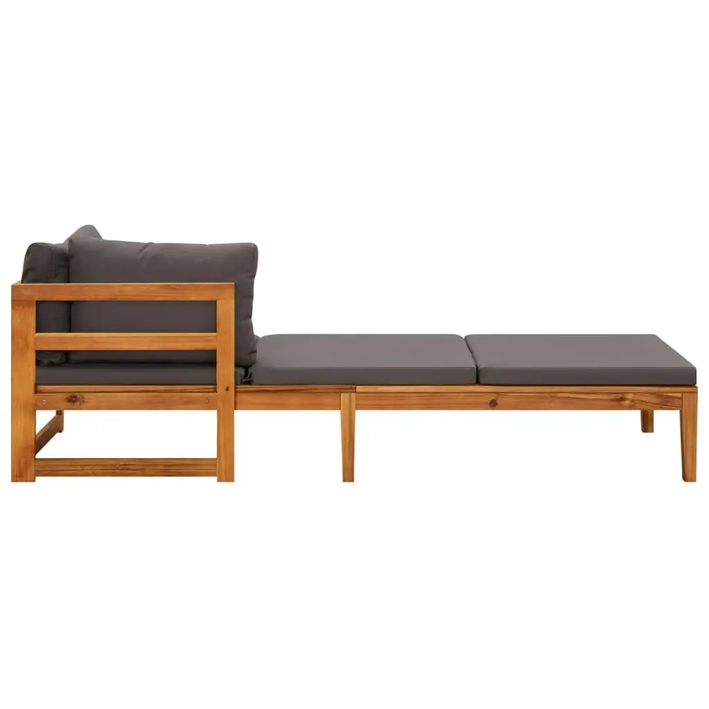 Sun Loungers with Dark Grey Cushions 2 pcs Acacia Wood 3087269