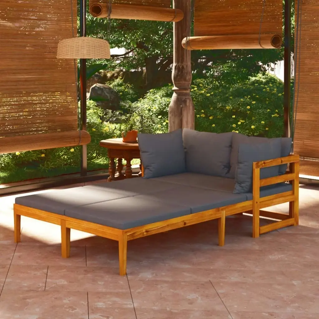 Sun Loungers with Dark Grey Cushions 2 pcs Acacia Wood 3087269