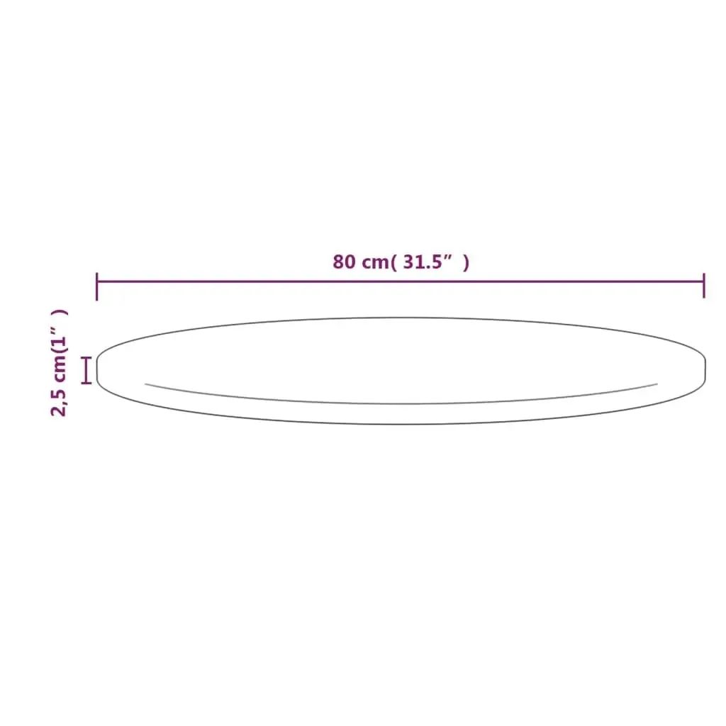 Table Top White Ø80x2.5 cm Solid Wood Pine 813656