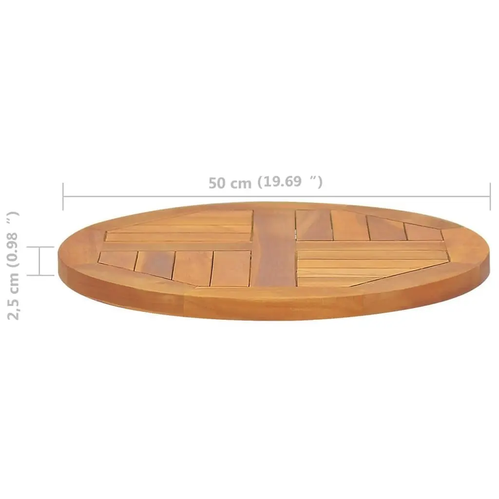 Table Top Solid Teak Wood Round 2.5 cm 50 cm 316154