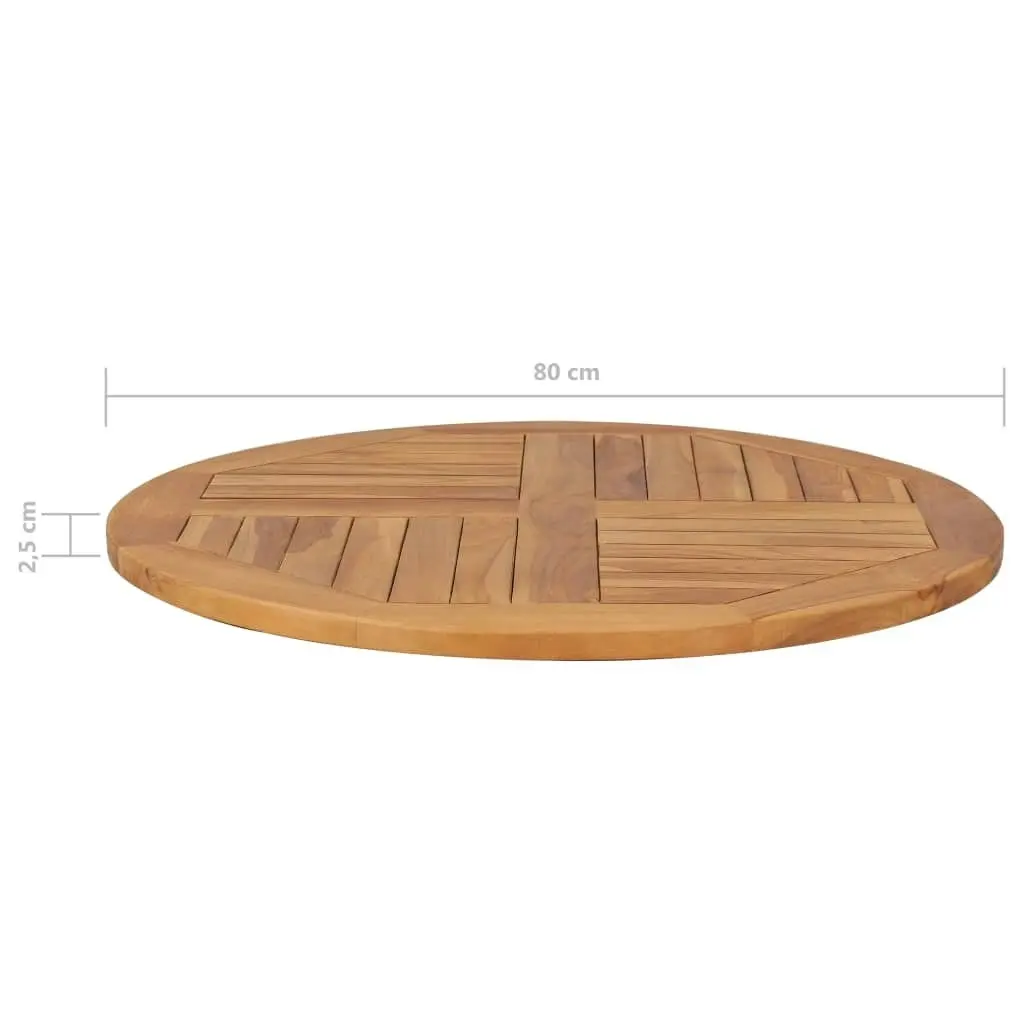 Table Top Solid Teak Wood Round 2.5 cm 80 cm 48986