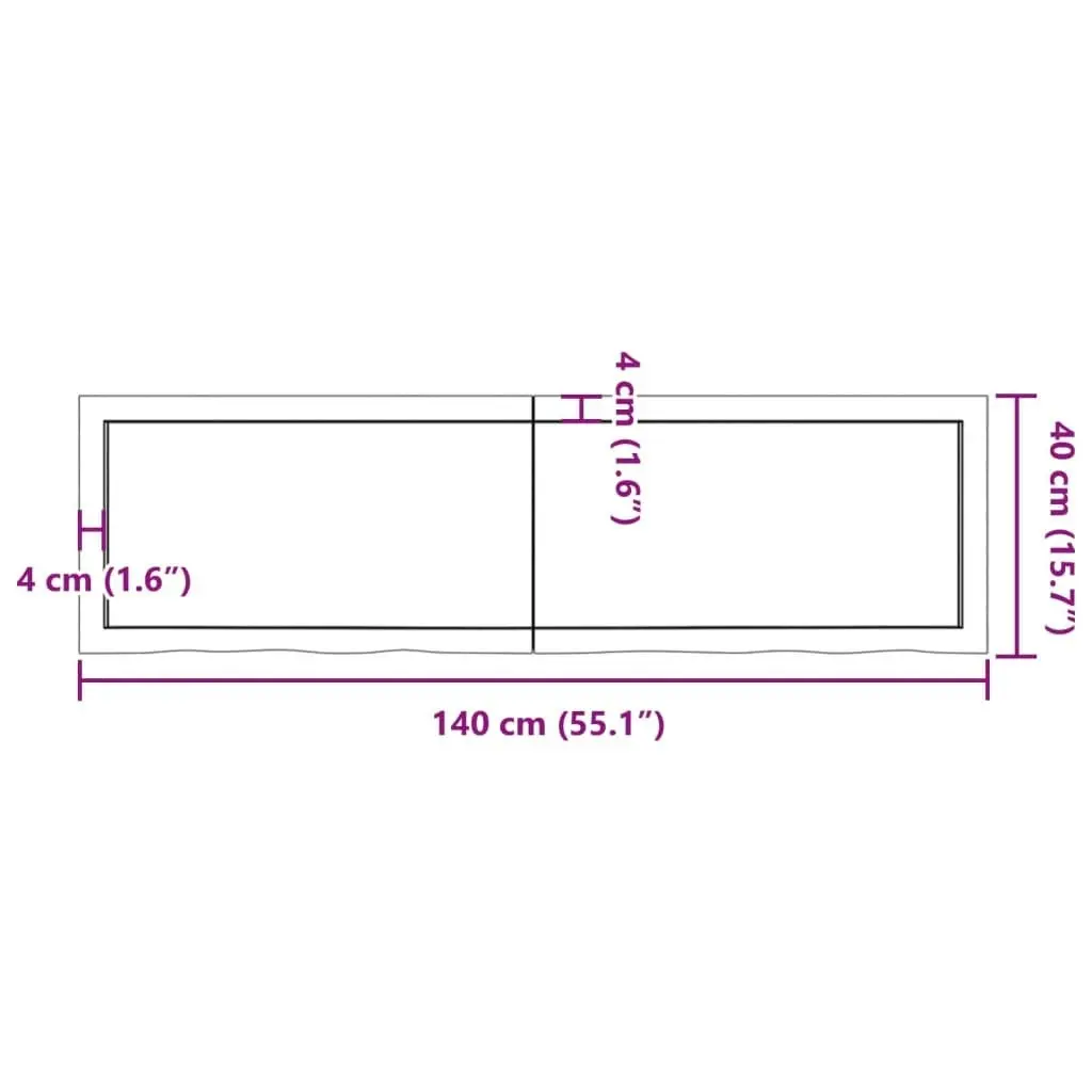 Table Top Light Brown 140x40x4 cm Treated Solid Wood Oak 3156377