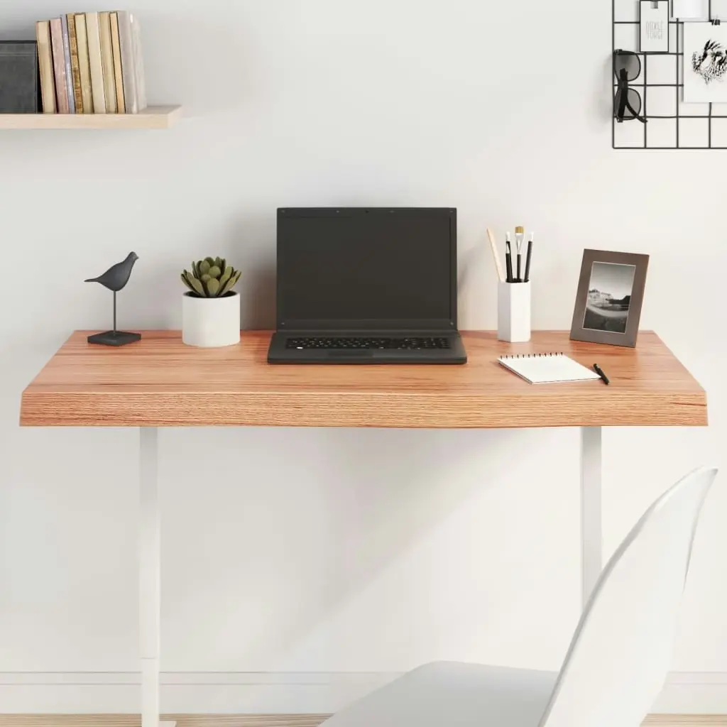 Table Top Light Brown 100x40x6 cm Treated Solid Wood Oak 3156364