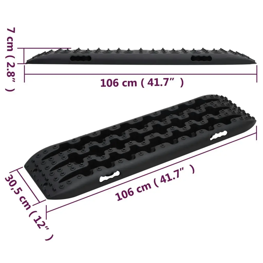 Traction Boards 2 pcs Black 106x30.5x7 cm Nylon 210774