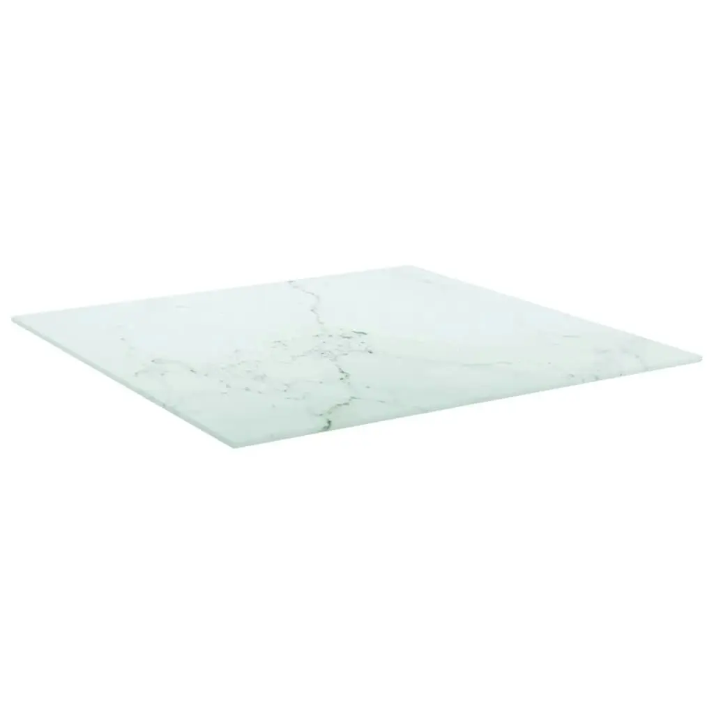 Table Top White 60x60 cm 6 mm Tempered Glass with Marble Design 322255