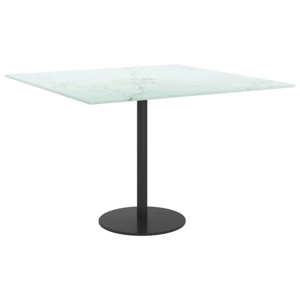 Table Top White 60x60 cm 6 mm Tempered Glass with Marble Design 322255