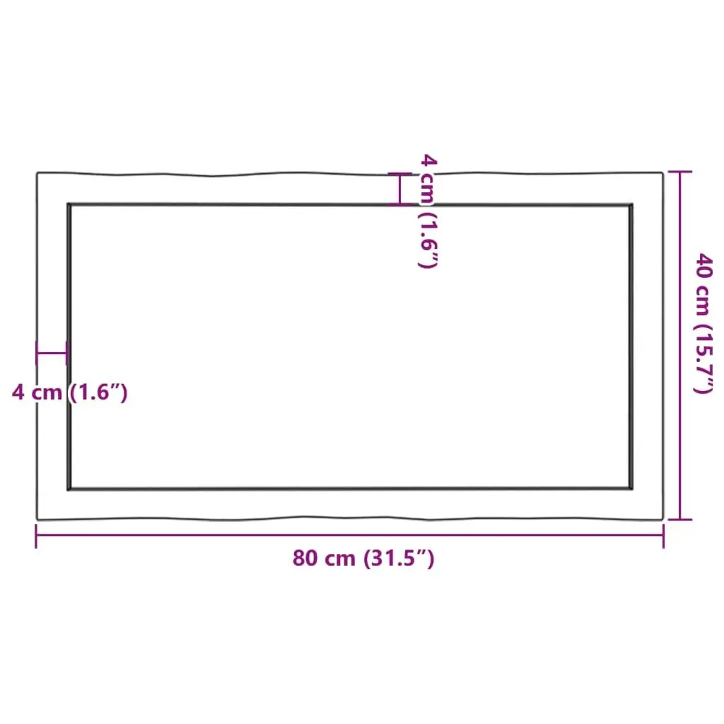 Table Top Dark Brown 80x40x(2-4) cm Treated Solid Wood Live Edge 364005