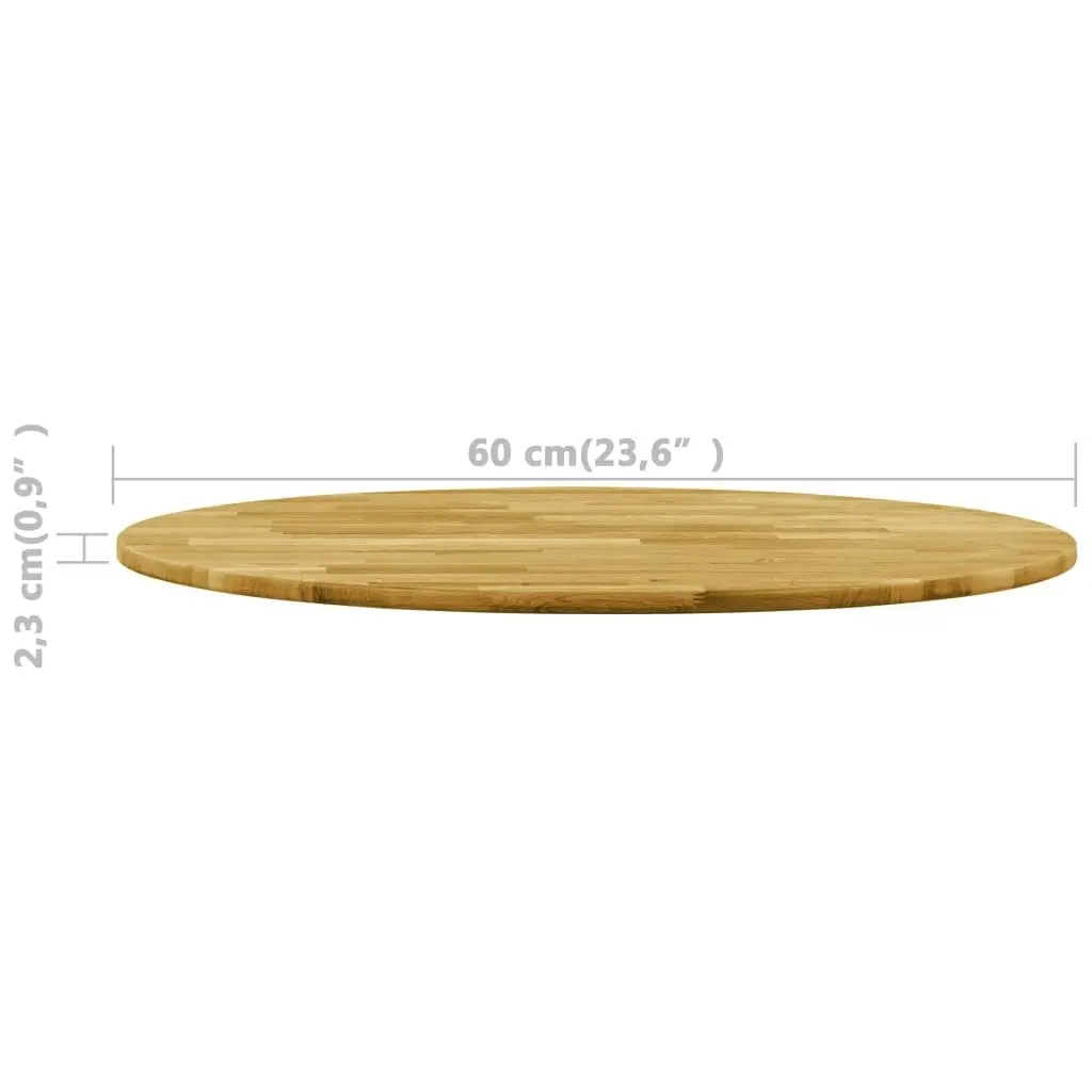 Table Top Solid Oak Wood Round 23 mm 600 mm 245983