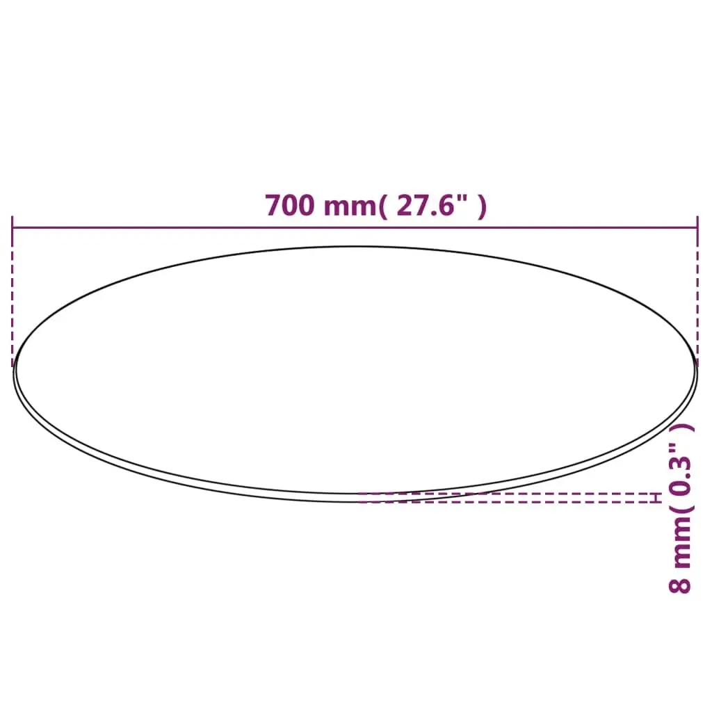 Table Top Tempered Glass Round 700 mm 244616