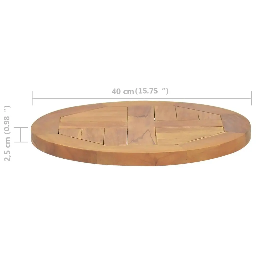 Table Top Solid Teak Wood Round 2.5 cm 40 cm 316153