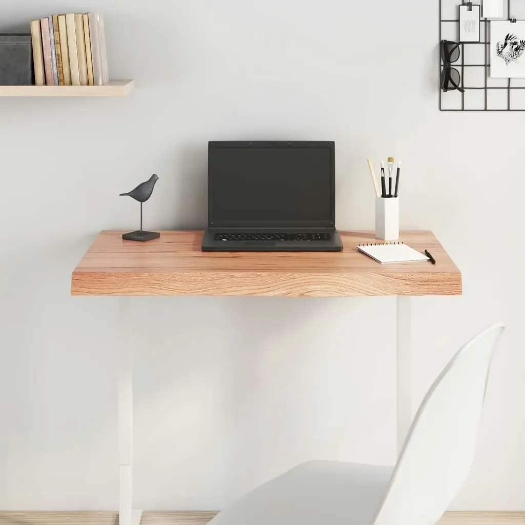 Table Top Light Brown 80x40x6 cm Treated Solid Wood Oak 3156355