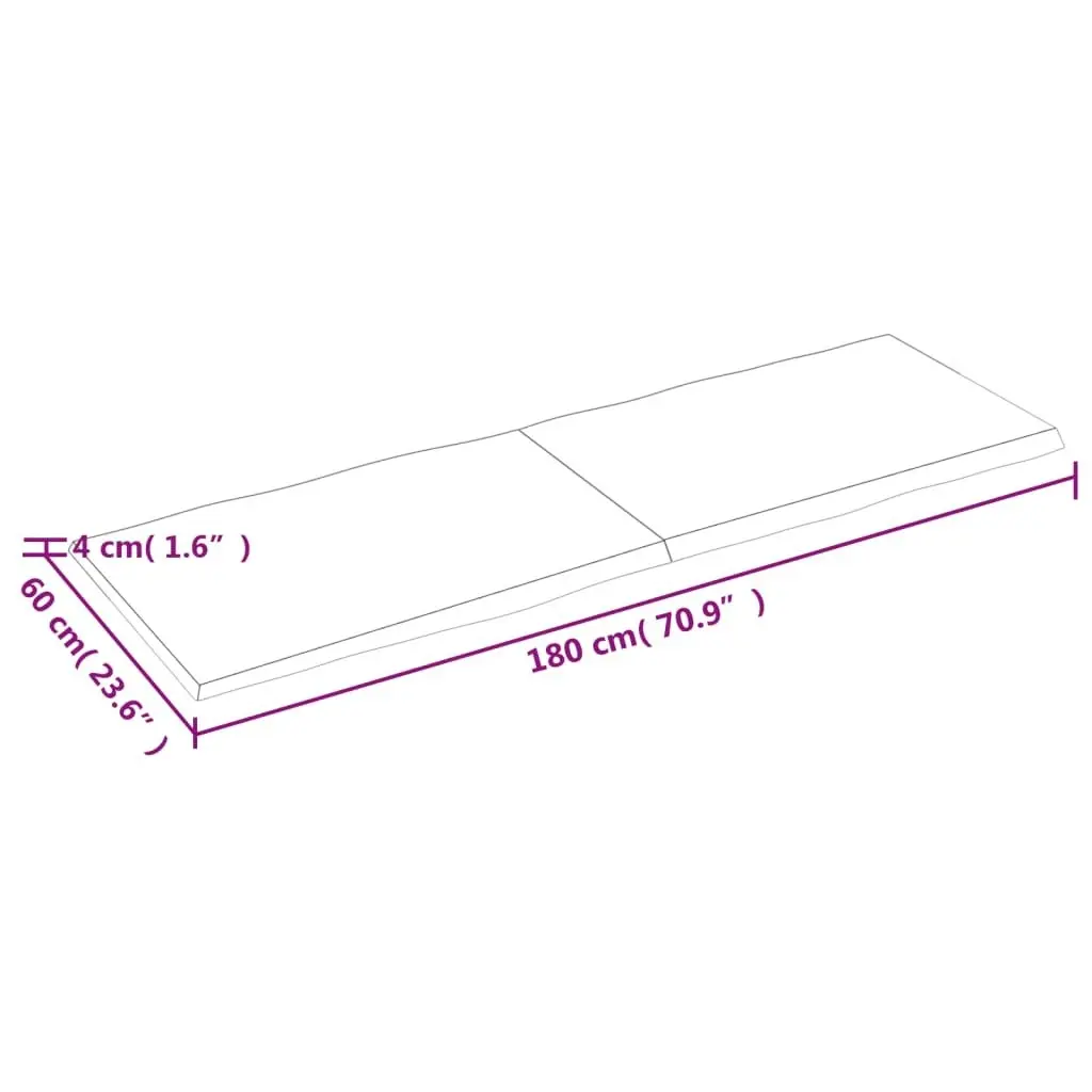 Table Top Light Brown 180x60x(2-4)cm Treated Solid Wood Live Edge 363978