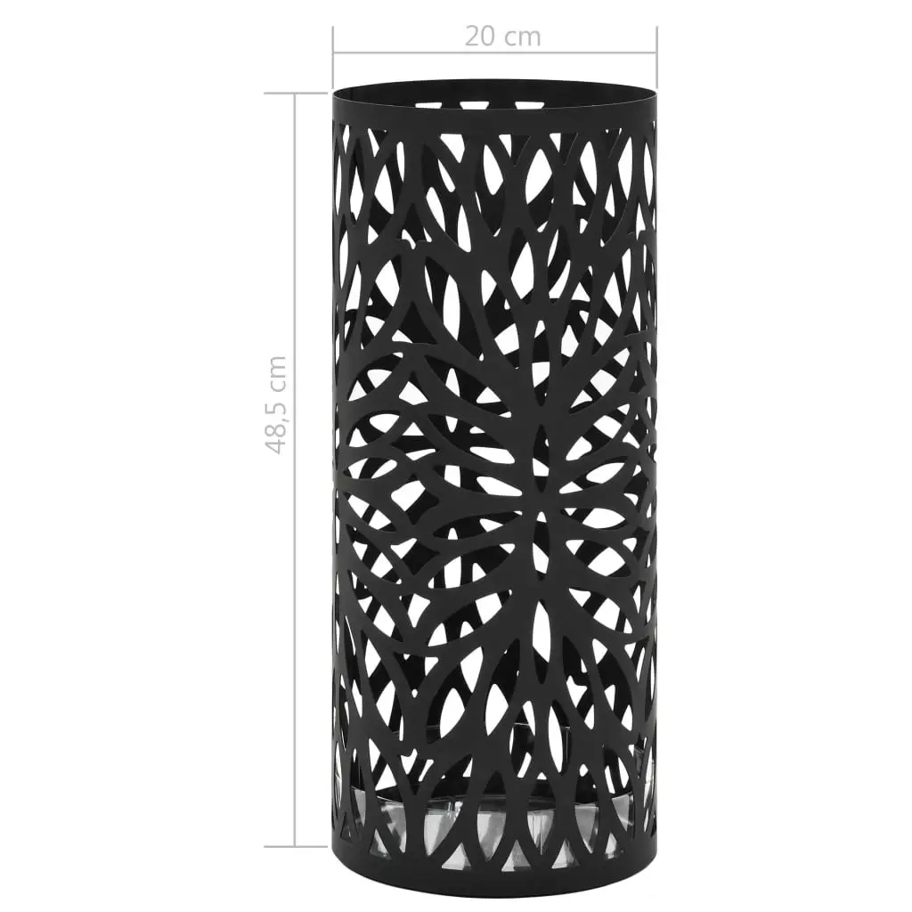 Umbrella Stand Leaves Steel Black 246802