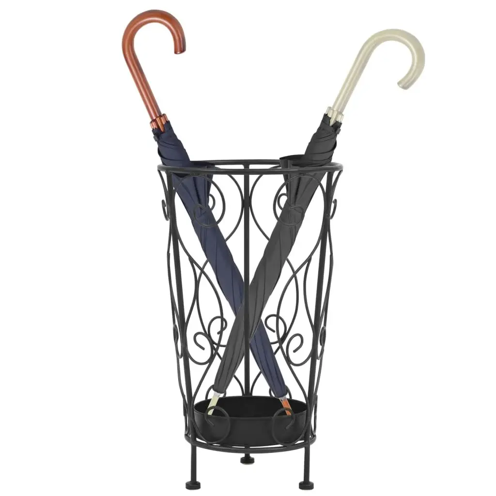 Umbrella Stand Vintage Style Metal 26x46 cm Black 245932