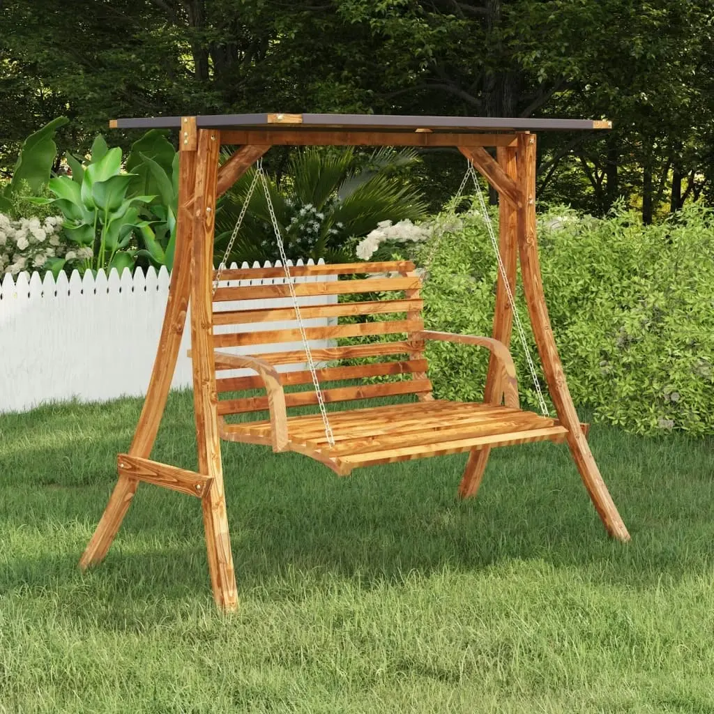 Swing Frame with Anthracite Roof Bent Wood with Teak Finish 313936