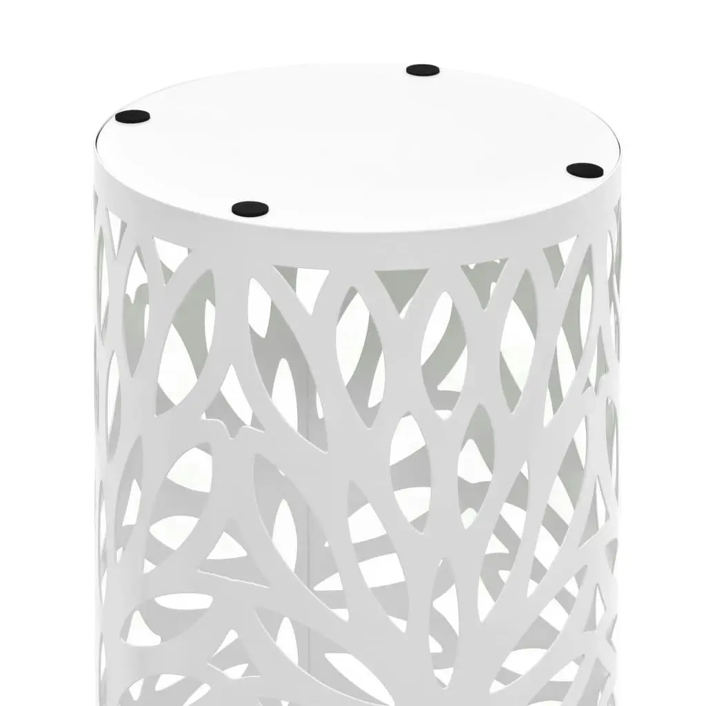 Umbrella Stand Leaves Steel White 246803