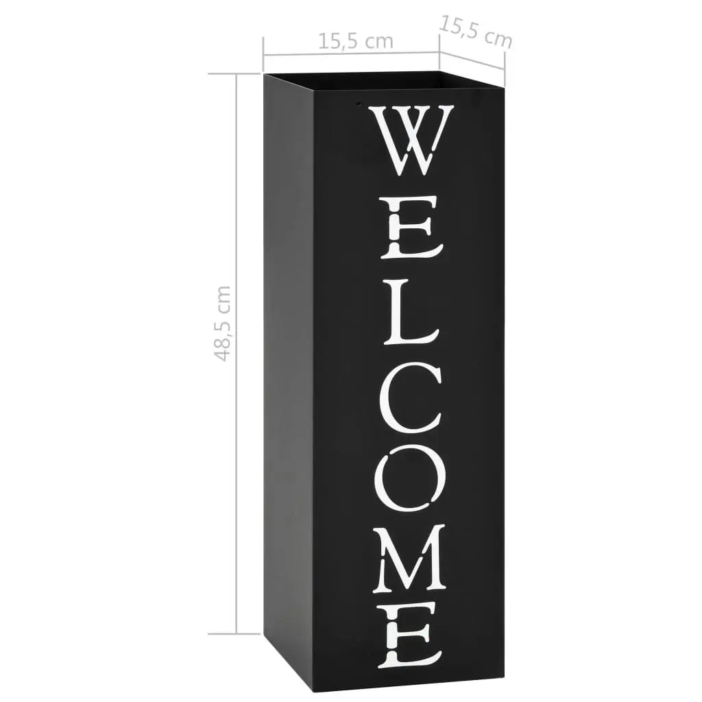 Umbrella Stand Welcome Steel Black 246796