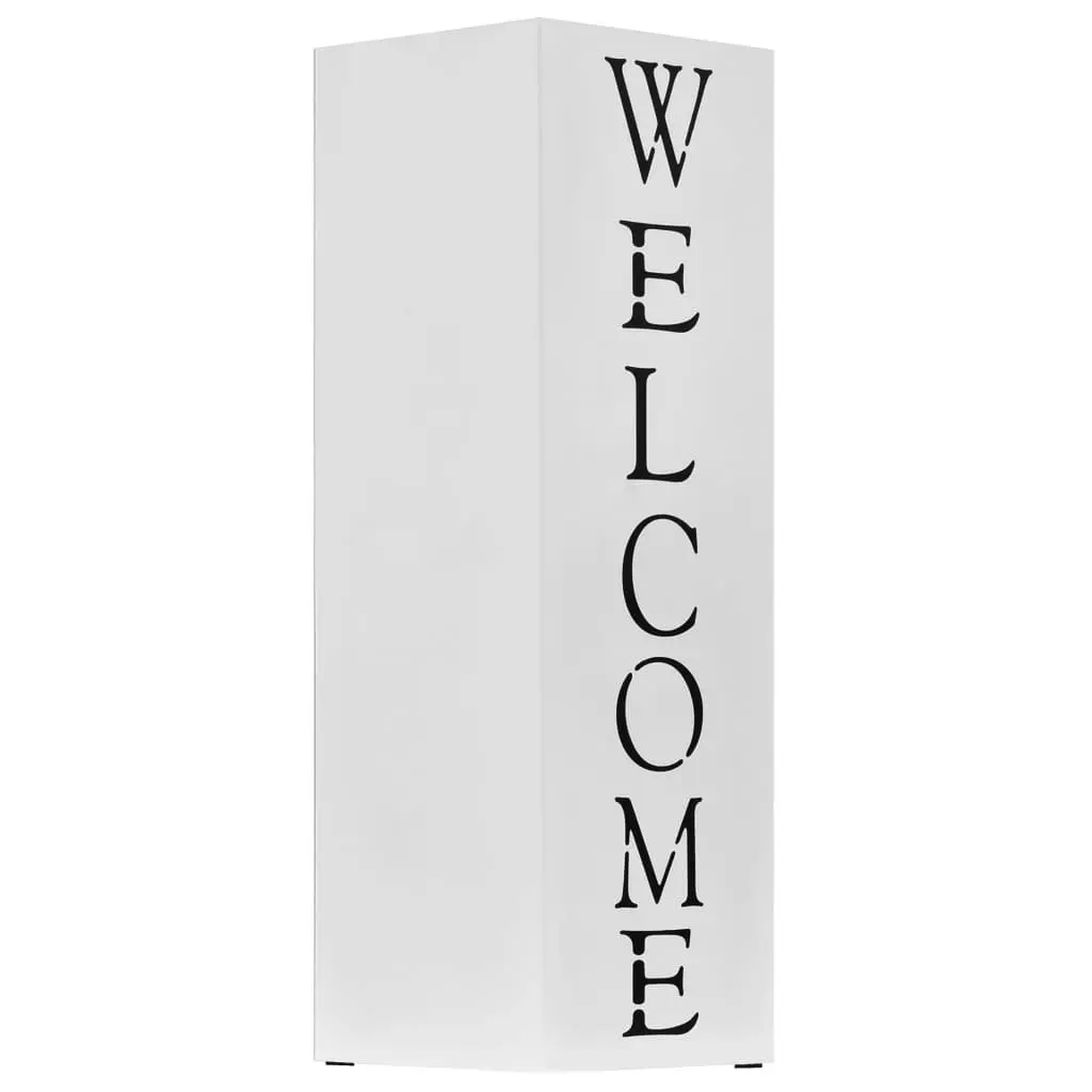 Umbrella Stand Welcome Steel White 246797