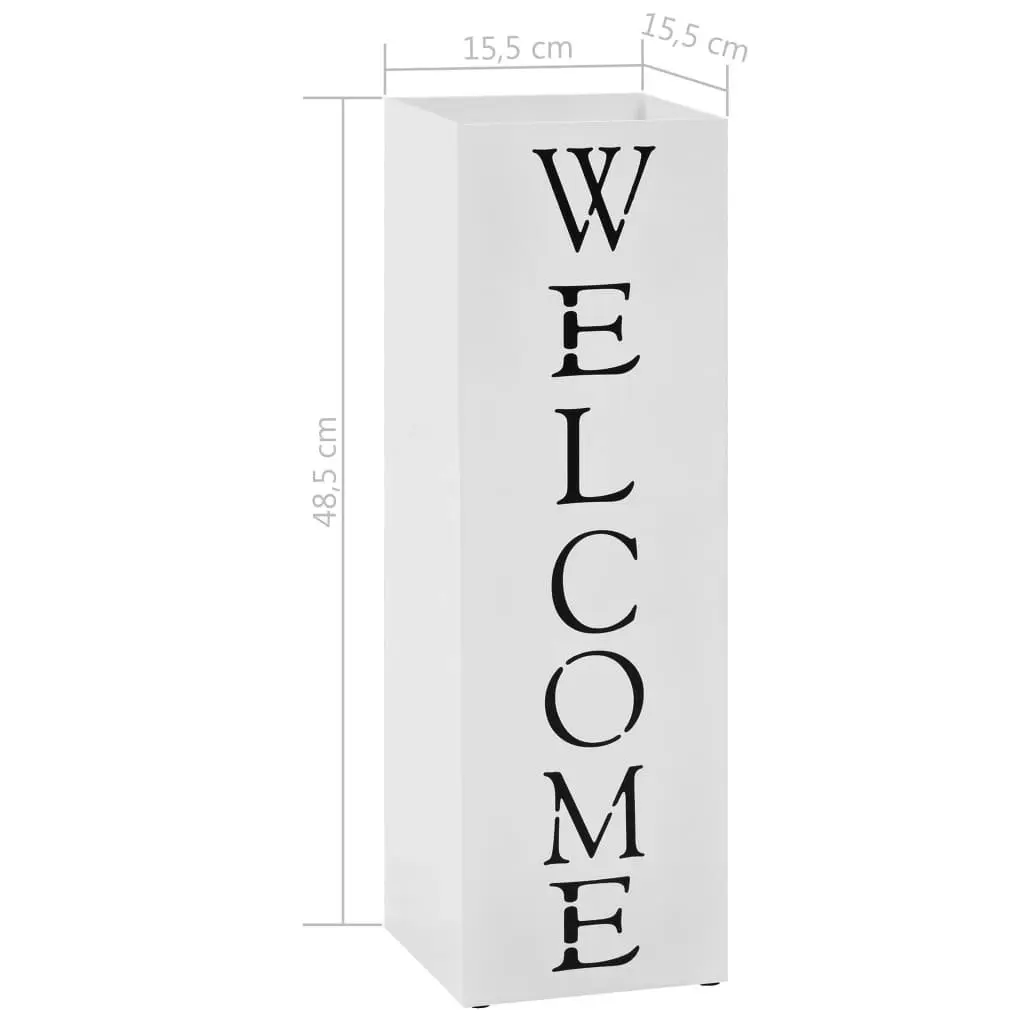 Umbrella Stand Welcome Steel White 246797