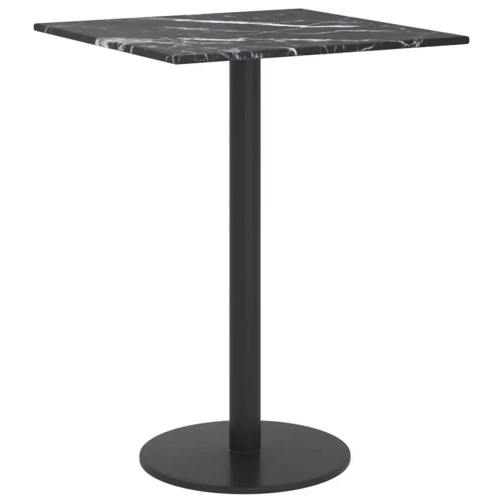 Table Top Black 30x30 cm 6 mm Tempered Glass with Marble Design 322268