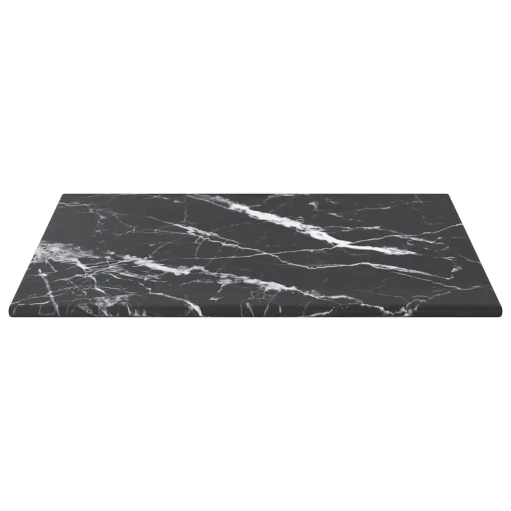 Table Top Black 30x30 cm 6 mm Tempered Glass with Marble Design 322268