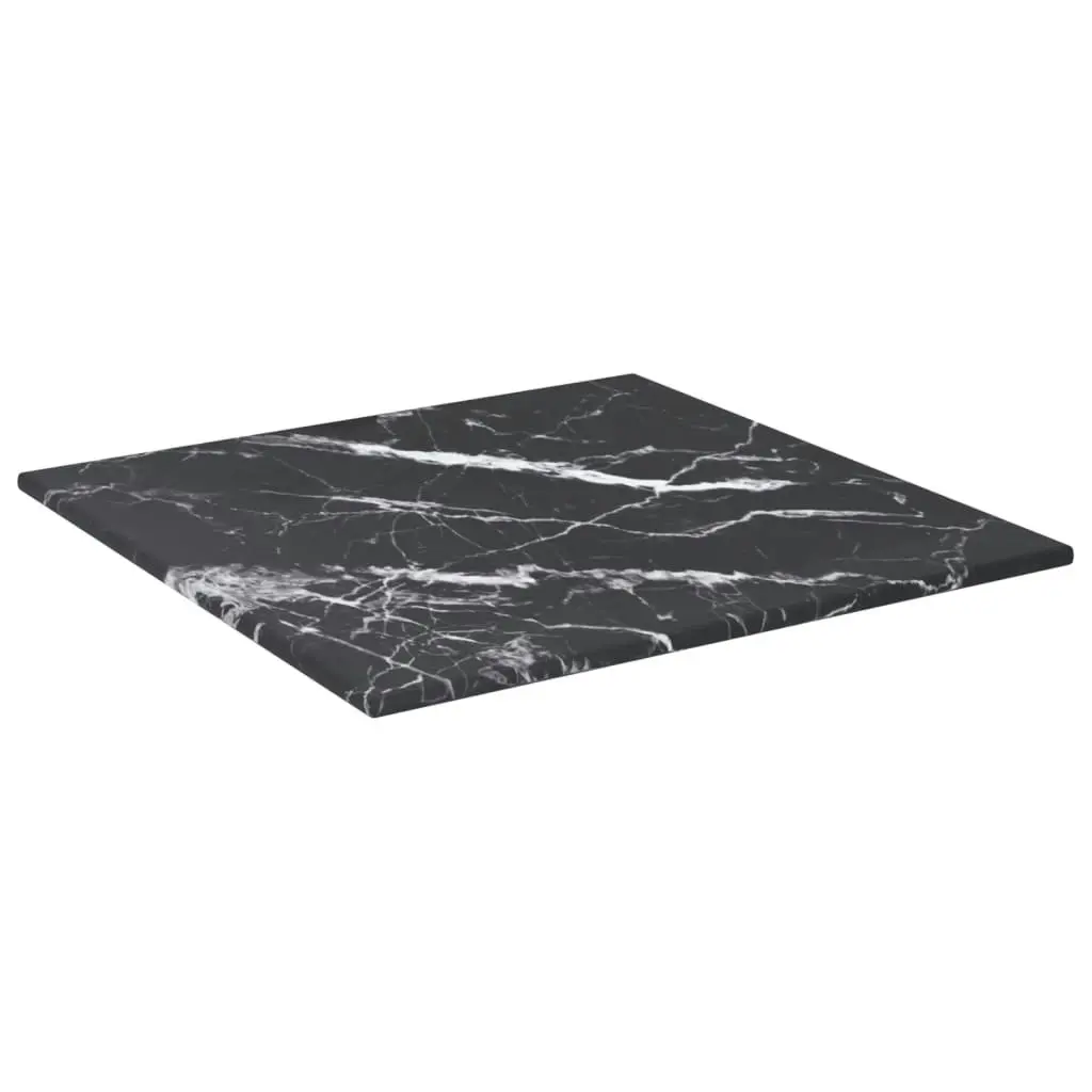 Table Top Black 30x30 cm 6 mm Tempered Glass with Marble Design 322268