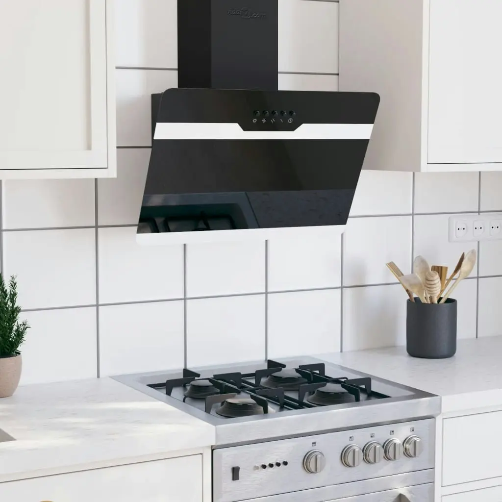 Wall Range Hood 60 cm Steel and Tempered Glass Black 51667