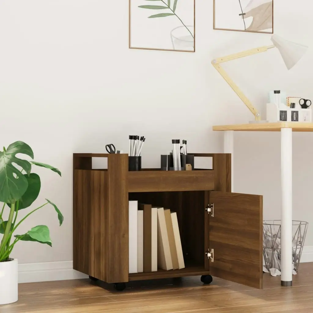 Desk Trolley Brown Oak 60x45x60 cm Engineered Wood 816615