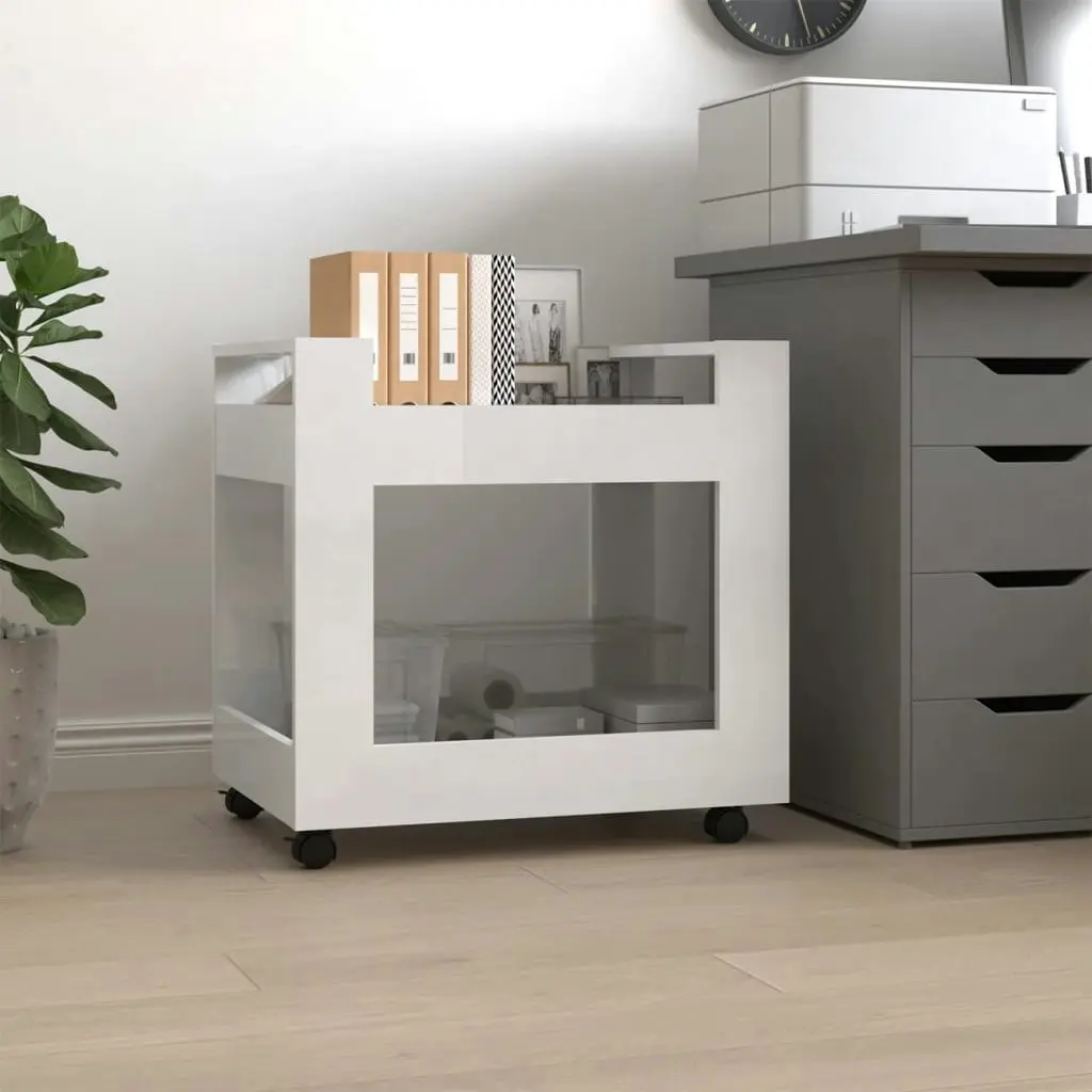 Desk Trolley High Gloss White 60x45x60 cm Engineered Wood 816602