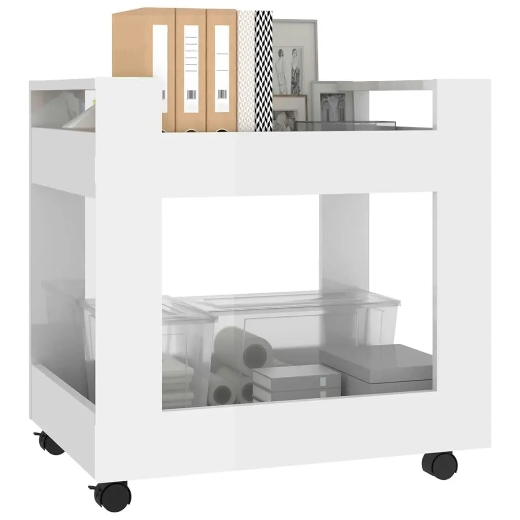 Desk Trolley High Gloss White 60x45x60 cm Engineered Wood 816602