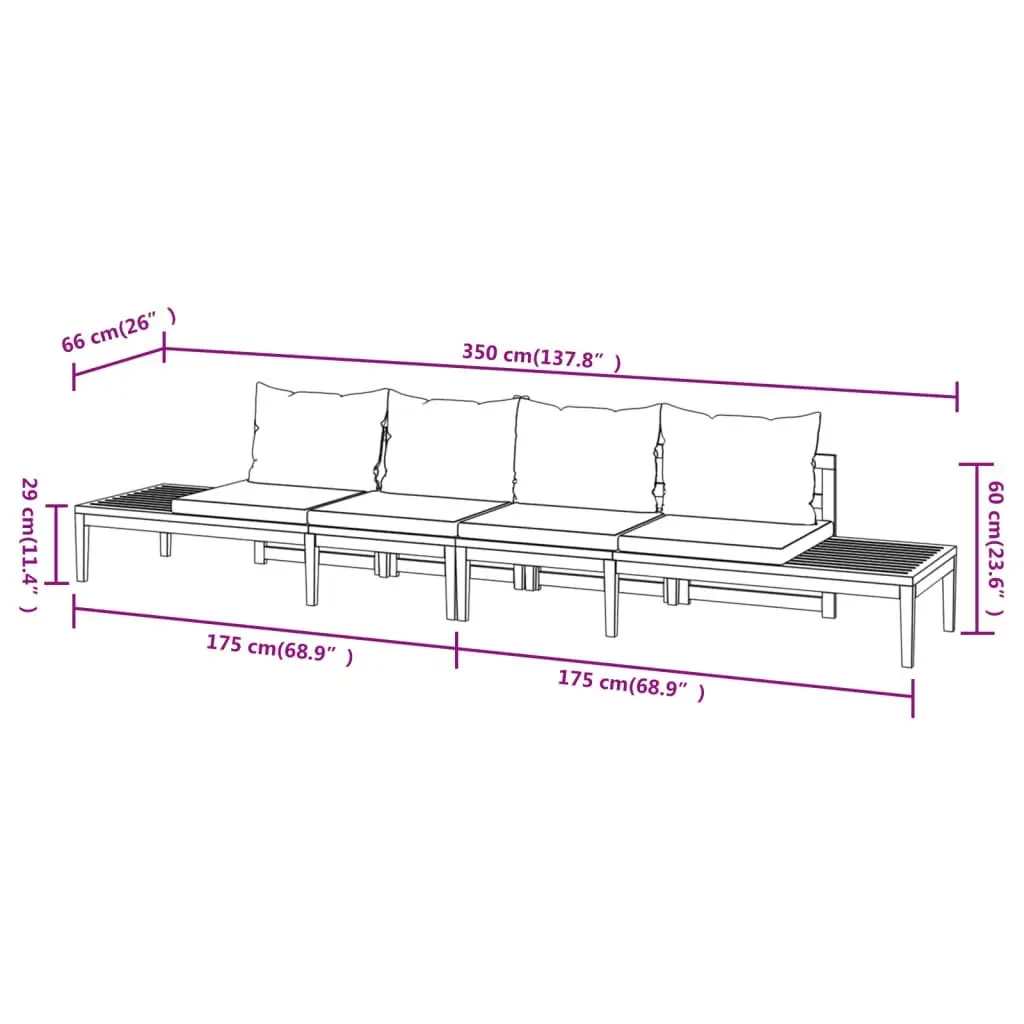 Garden Benches with Dark Grey Cushions 2 pcs Acacia Wood 3087281