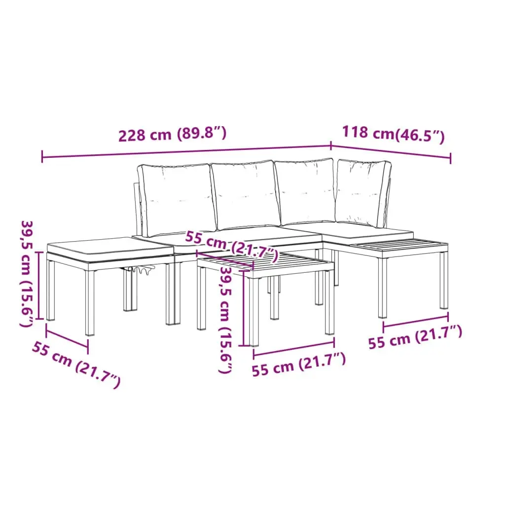 Garden Bench Set with Cushions 4 pcs Black Powder-coated Steel 3283640