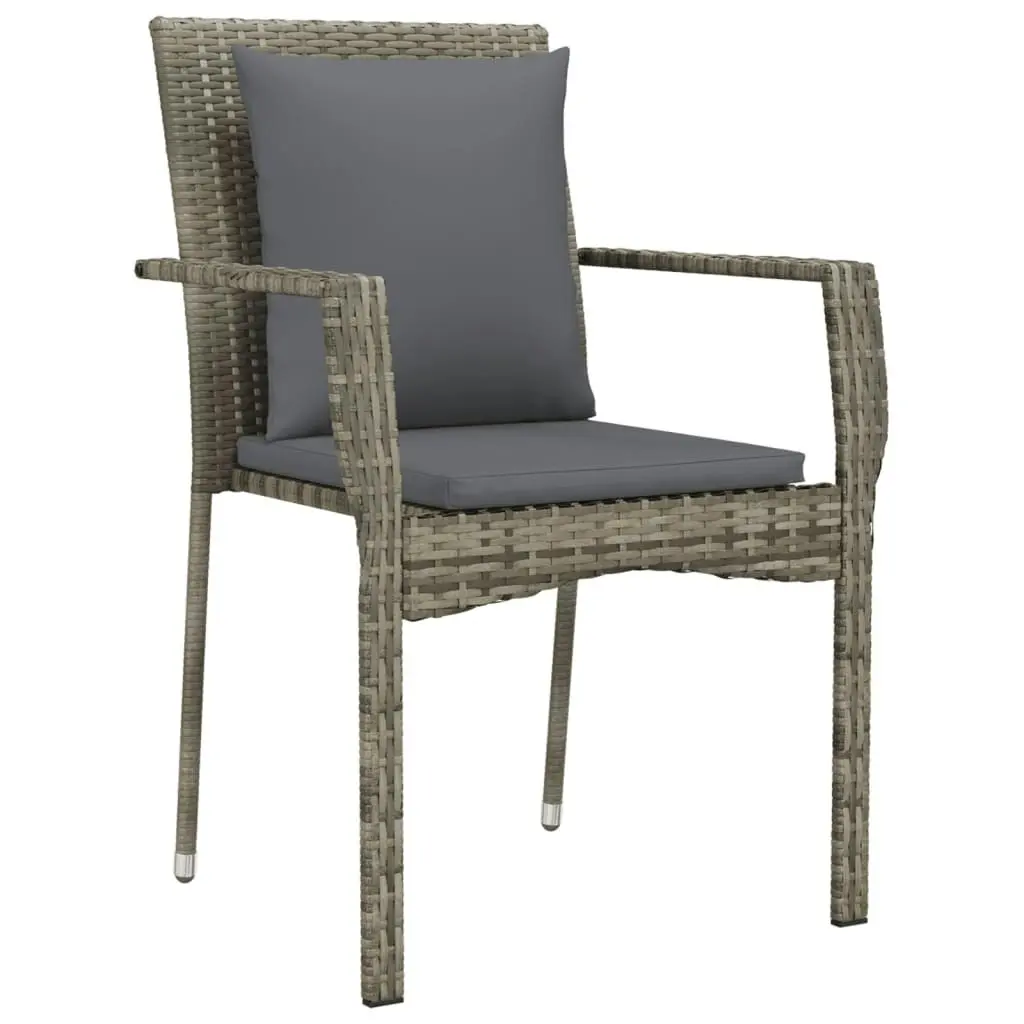 Garden Chairs with Cushions 4 pcs Poly Rattan Grey 319880