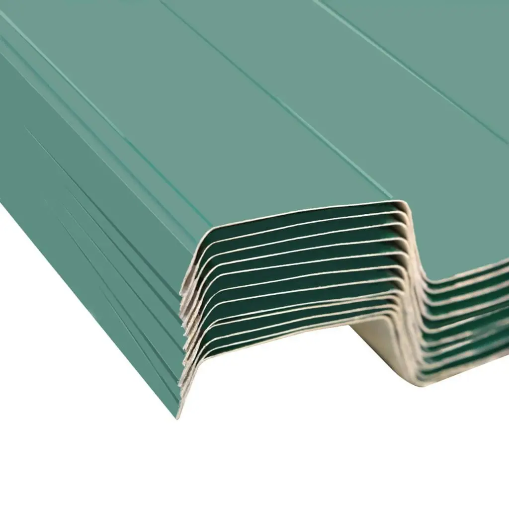 Roof Panels 12 pcs Galvanised Steel Green 42984