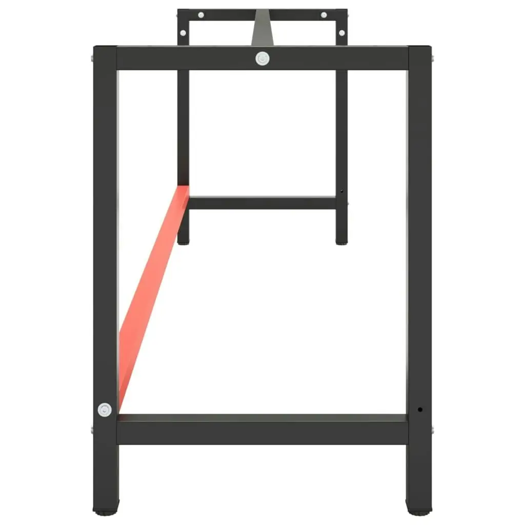 Work Bench Frame Matte Black and Matte Red 220x57x79 cm Metal 151458