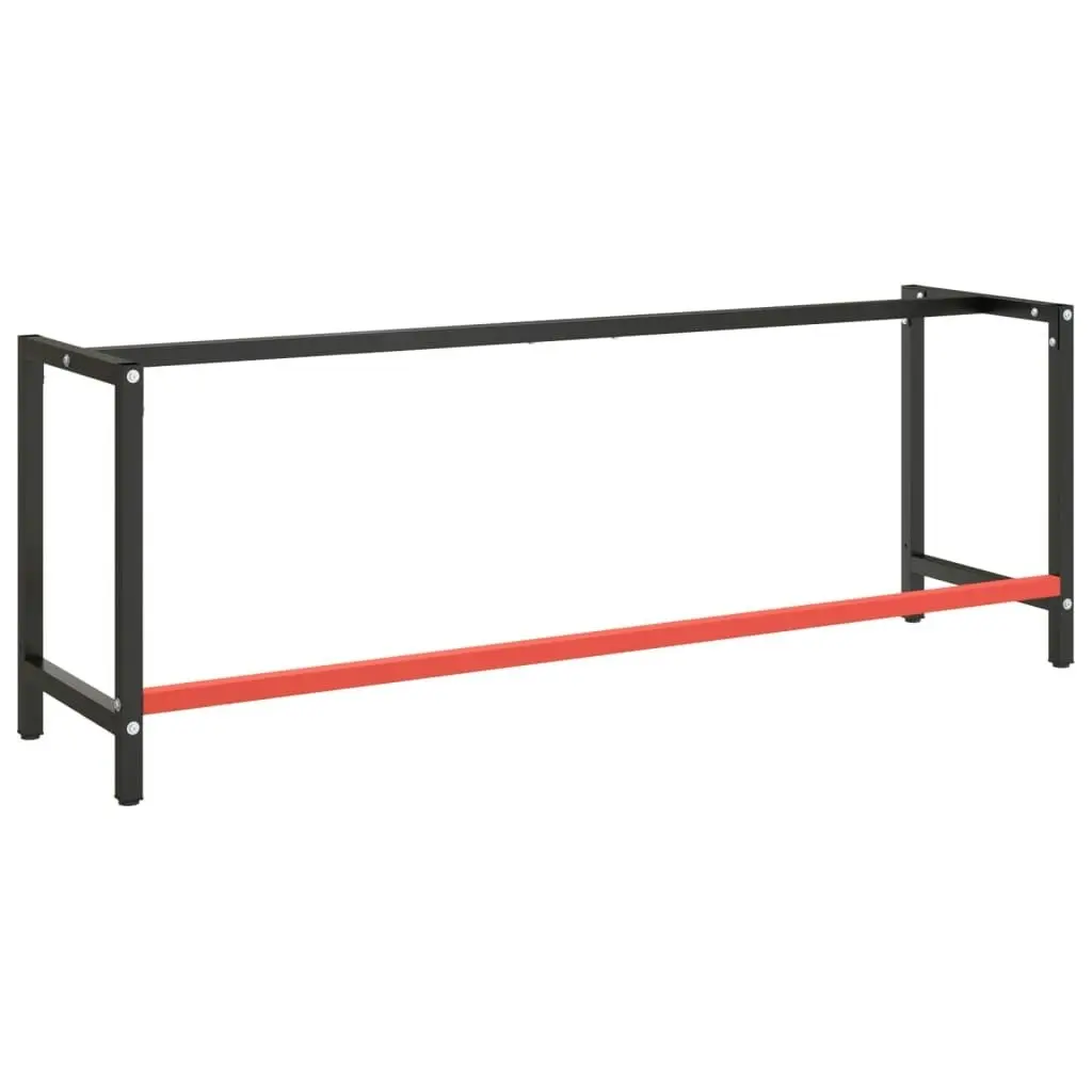 Work Bench Frame Matte Black and Matte Red 220x57x79 cm Metal 151458