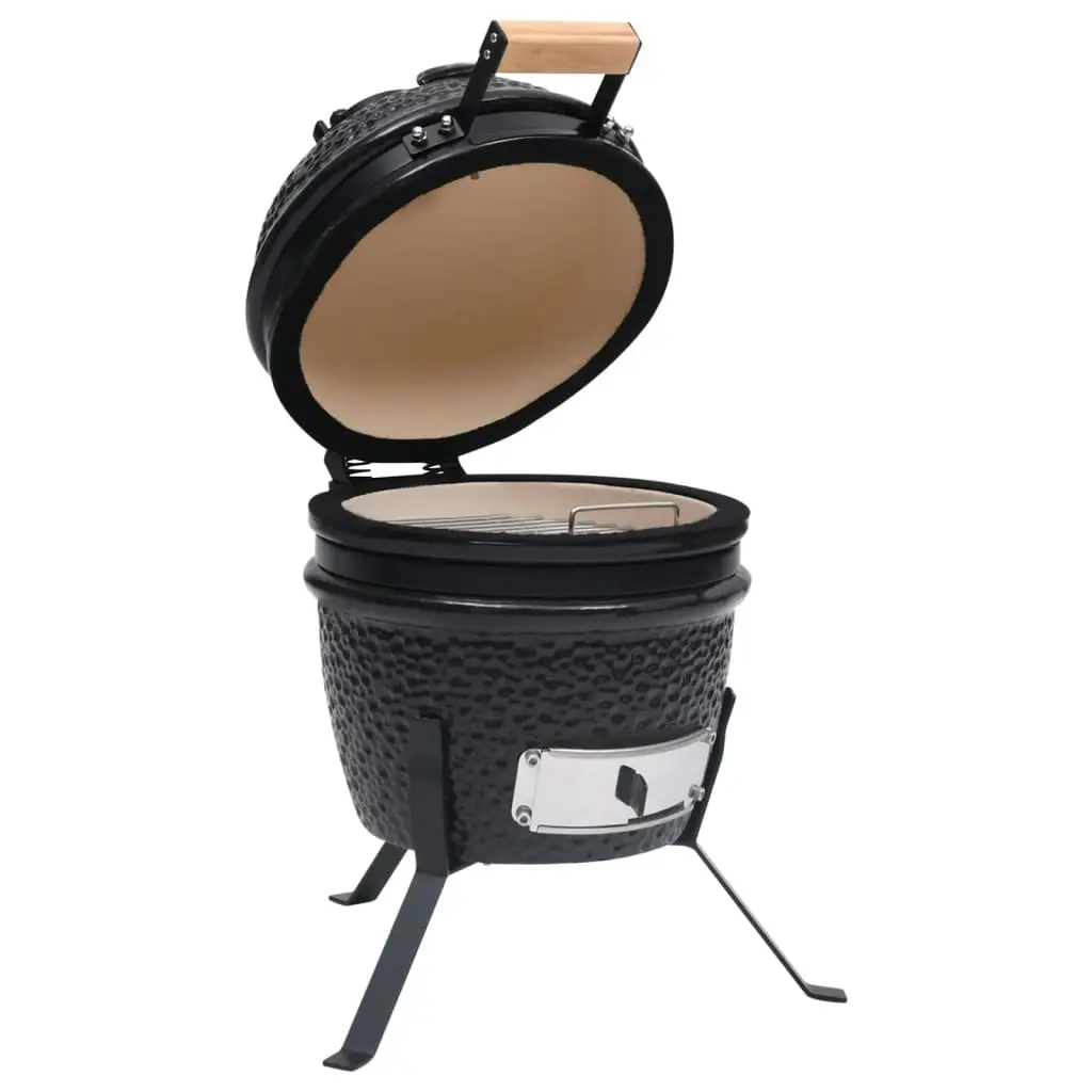 2-in-1 Kamado Barbecue Grill Smoker Ceramic 56 cm Black 316093