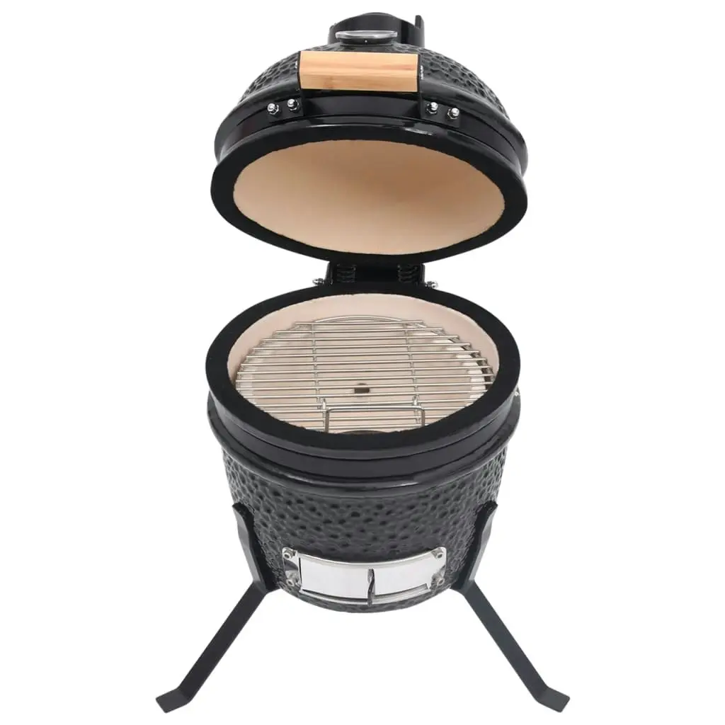 2-in-1 Kamado Barbecue Grill Smoker Ceramic 56 cm Black 316093