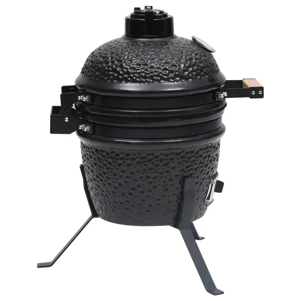 2-in-1 Kamado Barbecue Grill Smoker Ceramic 56 cm Black 316093